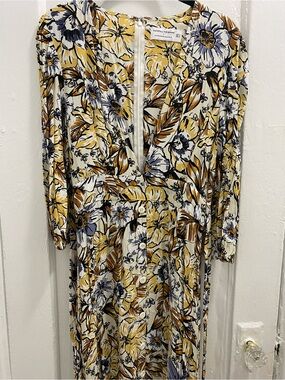 Faithfull the Brand x Anthropology Brown & yellow Floral Midi  Dress